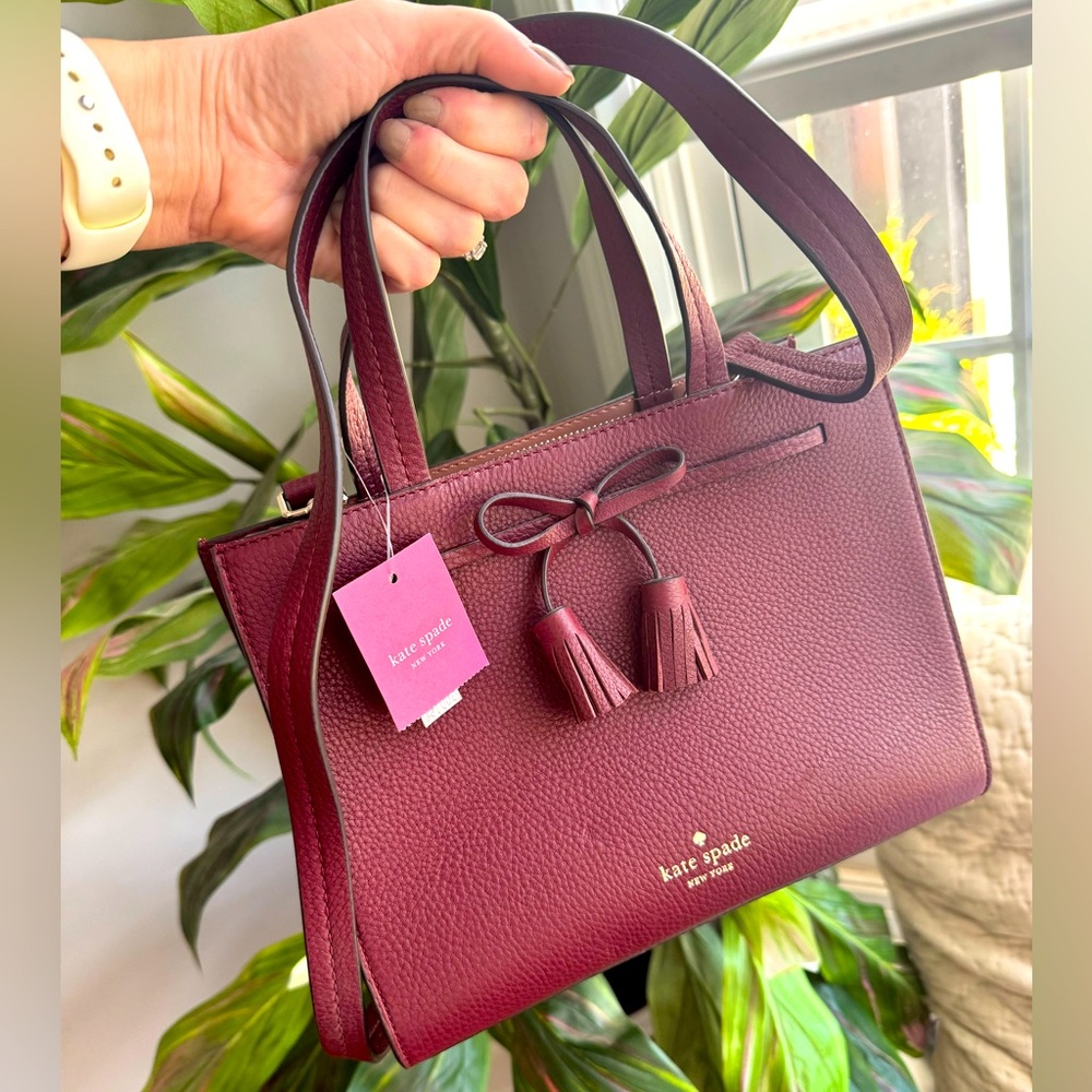 Kate Spade Hayes Street Small Sam Satchel- Cherrywood/Wine